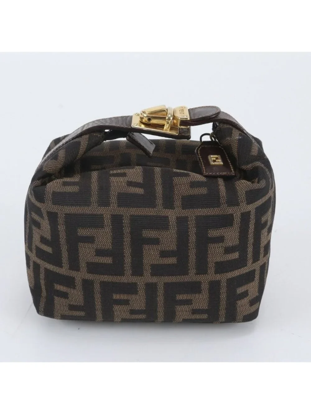 Fendi Zucca Mini Pouch Leather Nylon Handbag